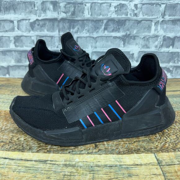 Adidas NMD_R1 V2 Core Black Pulse Blue Magenta Shoes IE7279 Mens Size 7.5 - Picture 1 of 10